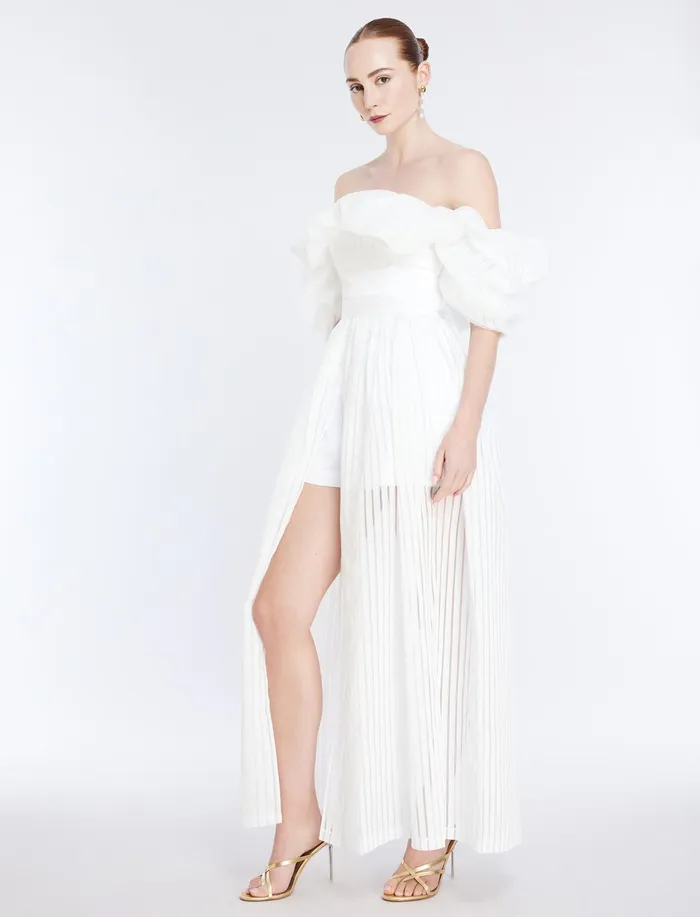 Women Dresses BCBG Maisie Off Shoulder Gown Gardenia