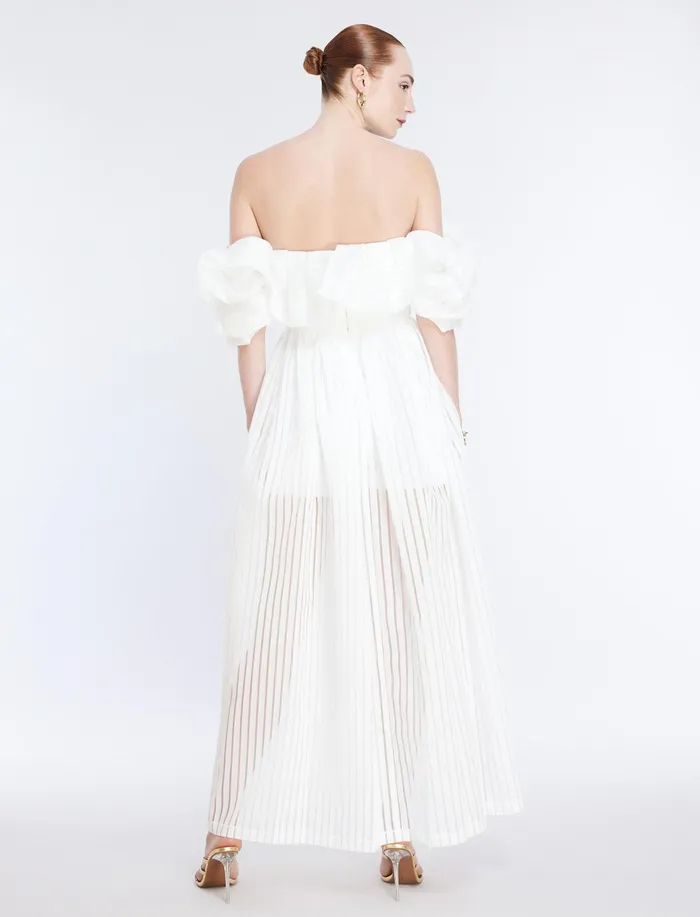 Women Dresses BCBG Maisie Off Shoulder Gown Gardenia