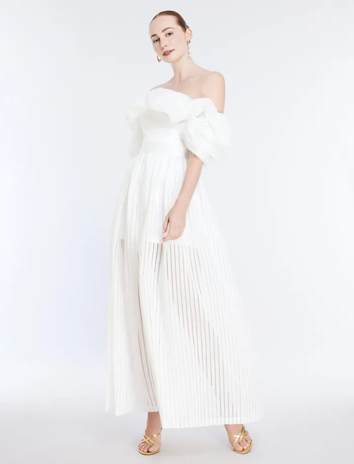 Women Dresses BCBG Maisie Off Shoulder Gown Gardenia
