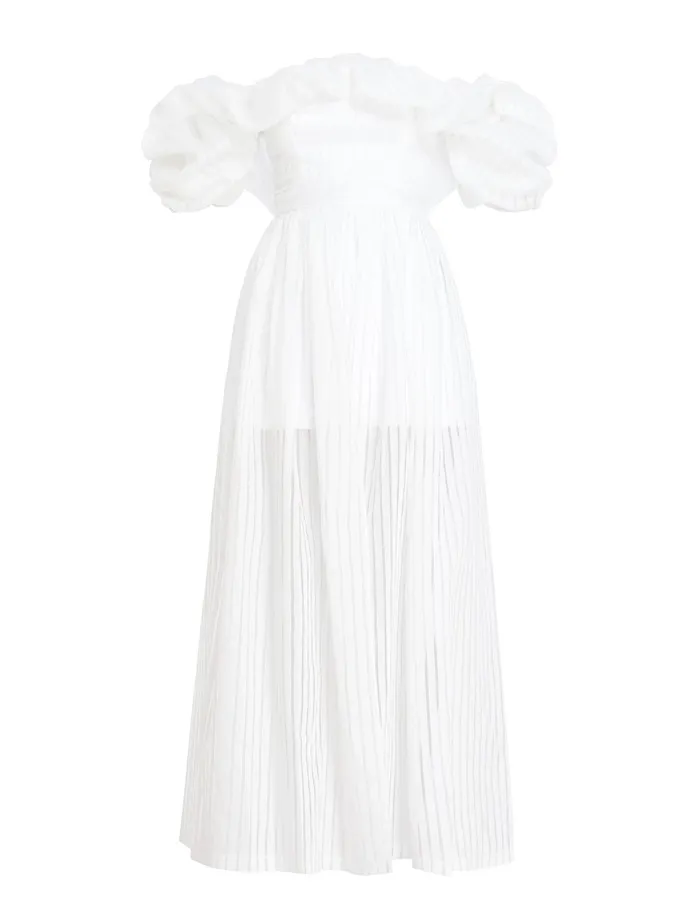 Women Dresses BCBG Maisie Off Shoulder Gown Gardenia