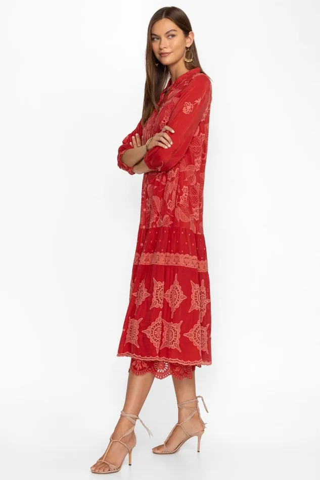 Women Dresses Johnny Was CORNELIA DRESS Equestrian Red Women Dresses Johnny Was CORNELIA DRESS Equestrian Red