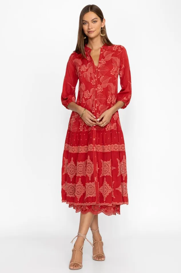 Women Dresses Johnny Was CORNELIA DRESS Equestrian Red Women Dresses Johnny Was CORNELIA DRESS Equestrian Red
