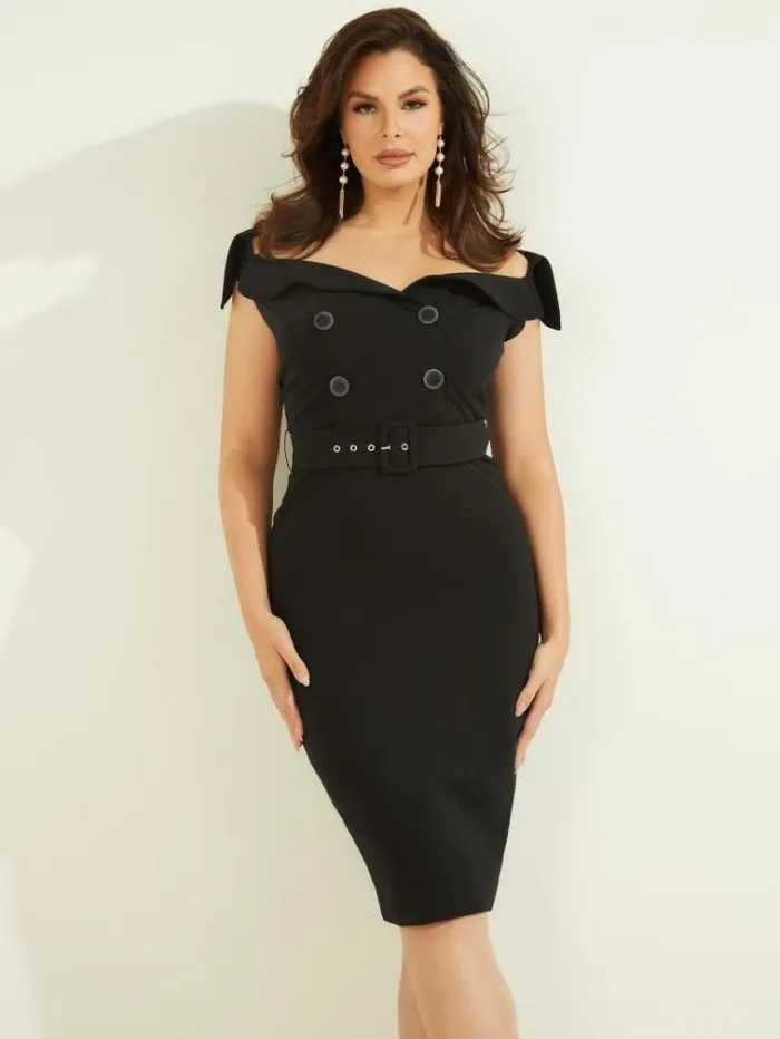 Women Dresses Marciano Audrey Portrait Neck Dress Black