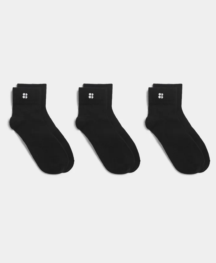 Women Essentials Mid Socks 3 Pack Black Underwear Sweaty Betty