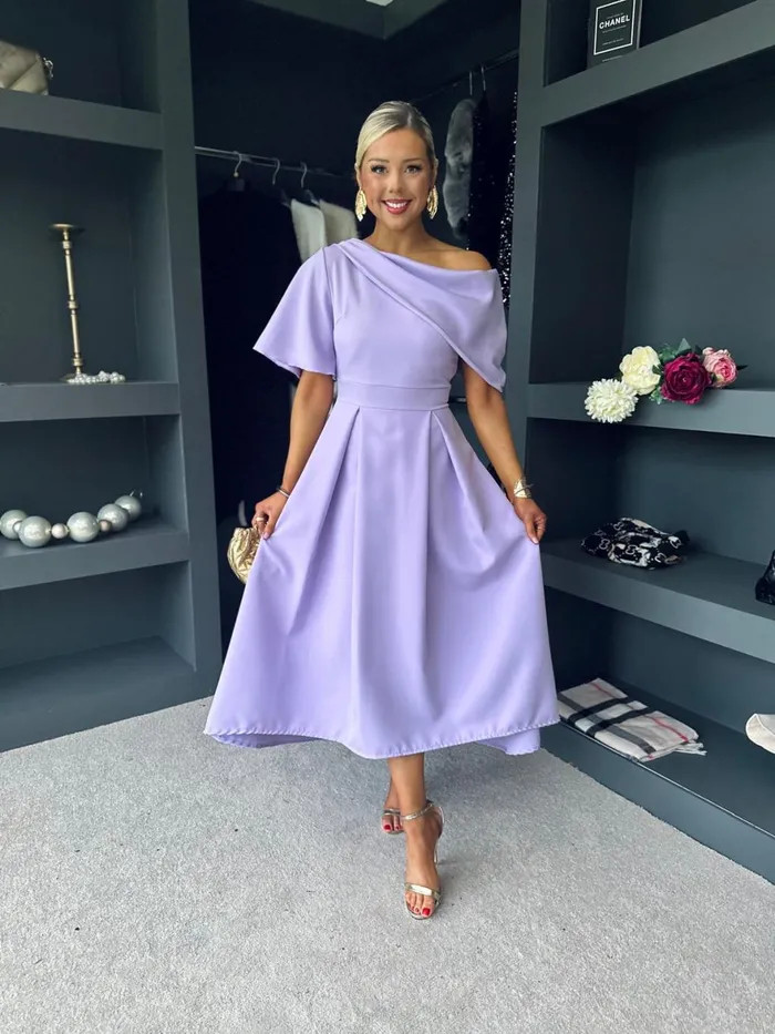 Women Evening Dress Canella Lane Celine Detailed Occasion Dress Lilac