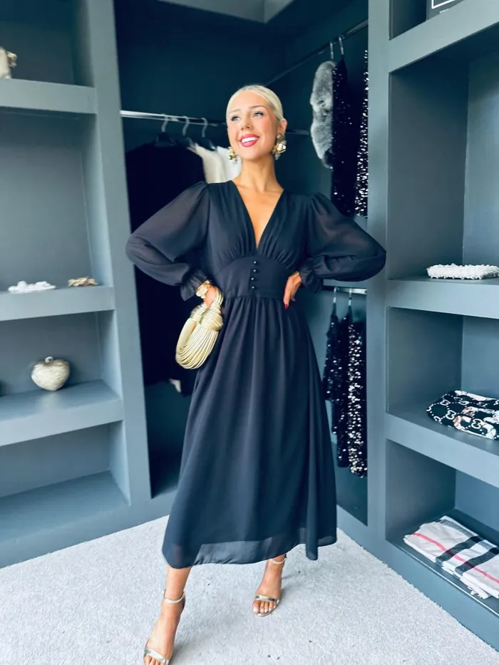 Women Evening Dress Canella Lane Cliona Banded Midi Dress Black