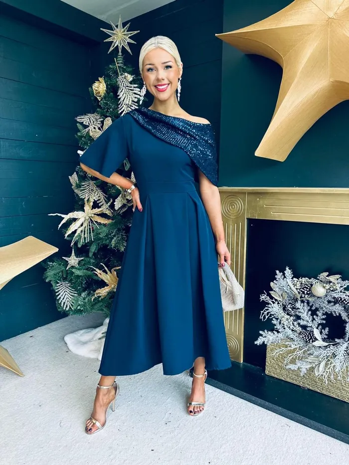 Women Evening Dress Canella Lane Juliet Detailed Occasion Dress Navy