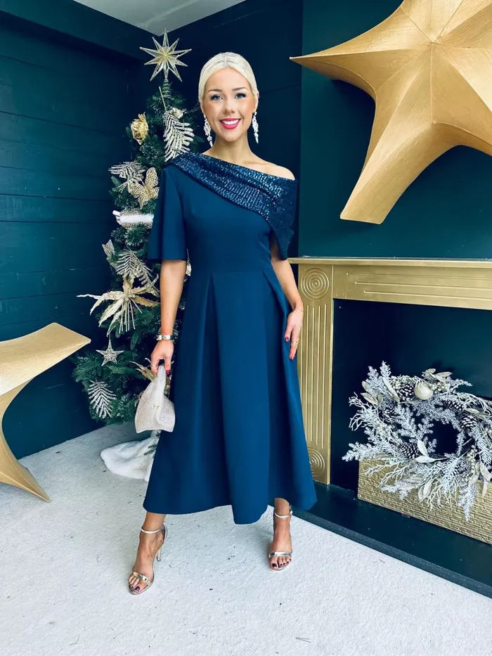 Women Evening Dress Canella Lane Juliet Detailed Occasion Dress Navy