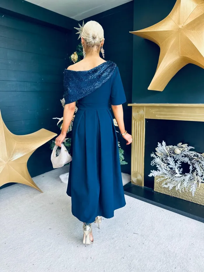 Women Evening Dress Canella Lane Juliet Detailed Occasion Dress Navy