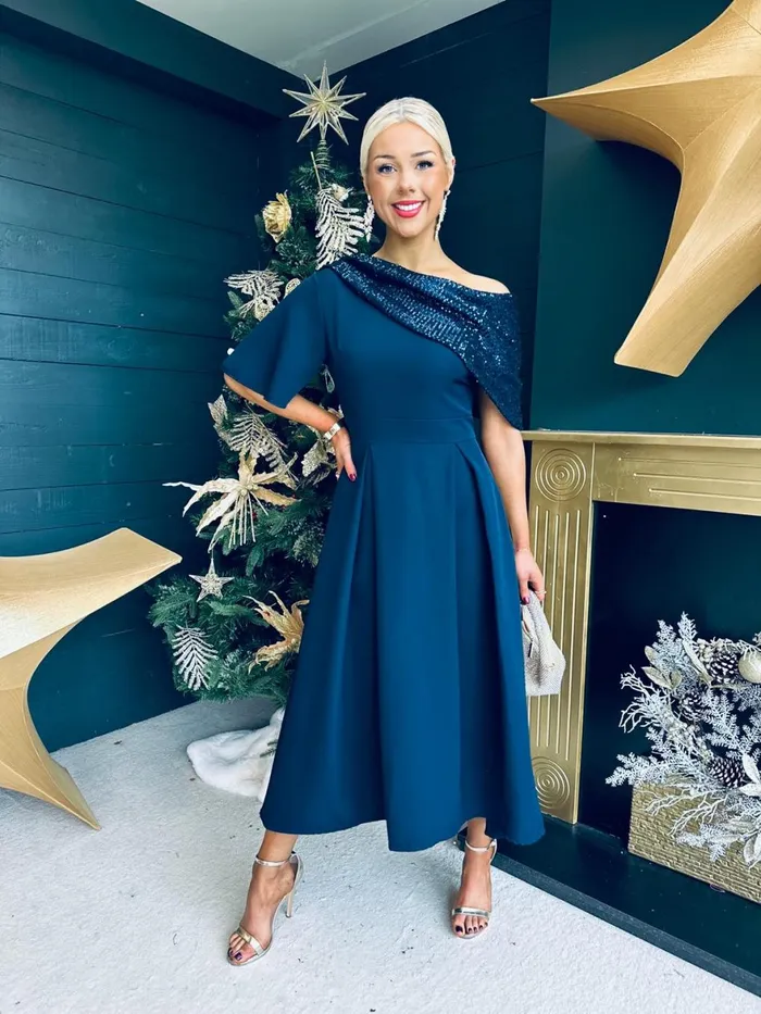Women Evening Dress Canella Lane Juliet Detailed Occasion Dress Navy