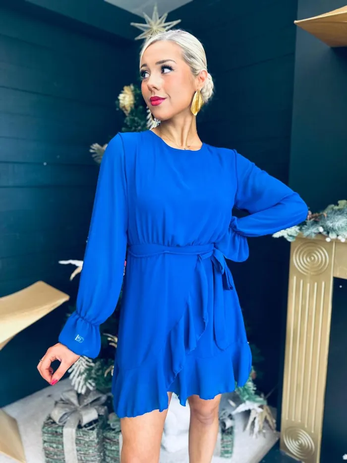 Women Evening Dress Canella Lane Roisin Detailed Mini Cobalt