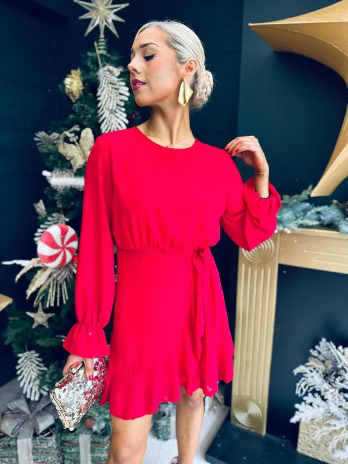 Women Evening Dress Canella Lane Roisin Detailed Mini Strawberry