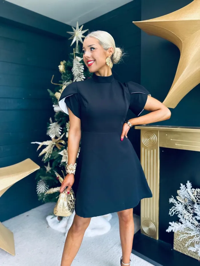 Women Evening Dress Canella Lane Rue Detailed Occasion Mini Dress Black