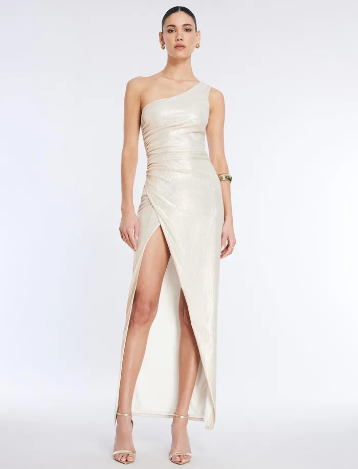 Women Evening Dresses and Gowns BCBG Leoni One Shoulder Dress Gardenia