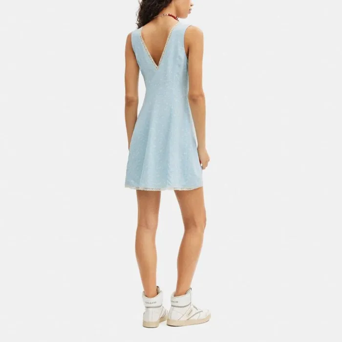 Women Floral Sleeveless Slip Dress Light Blue Multi Coach Dresses