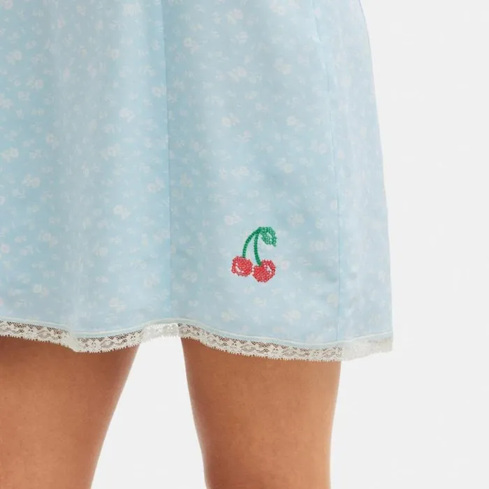 Women Floral Sleeveless Slip Dress Light Blue Multi Coach Dresses