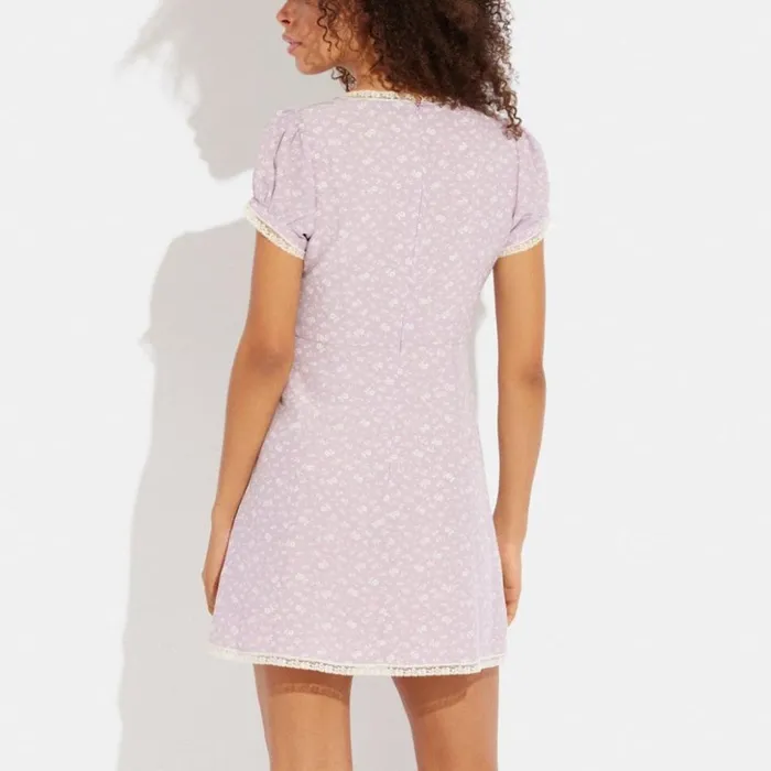 Women Floral V Neck Dress Light Purple Multi Coach Dresses