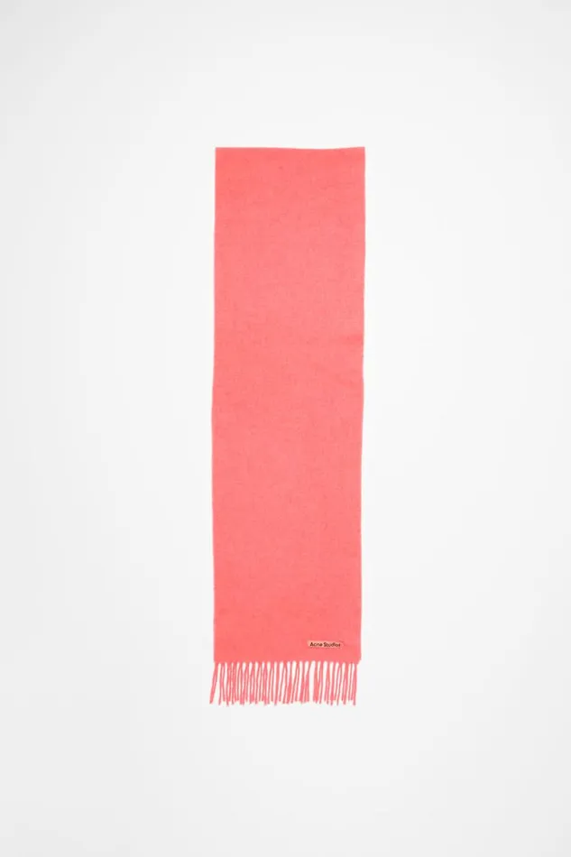 Women Fringe Wool Scarf 8211 Skinny Fluo Pink Meacutelange Acne Studios Scarves
