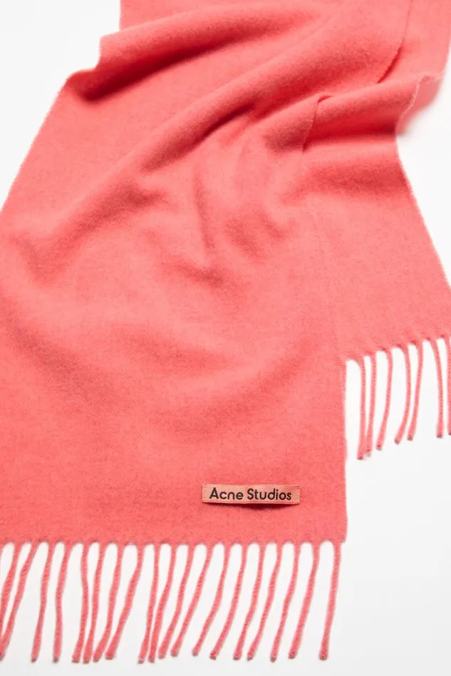 Women Fringe Wool Scarf 8211 Skinny Fluo Pink Meacutelange Acne Studios Scarves