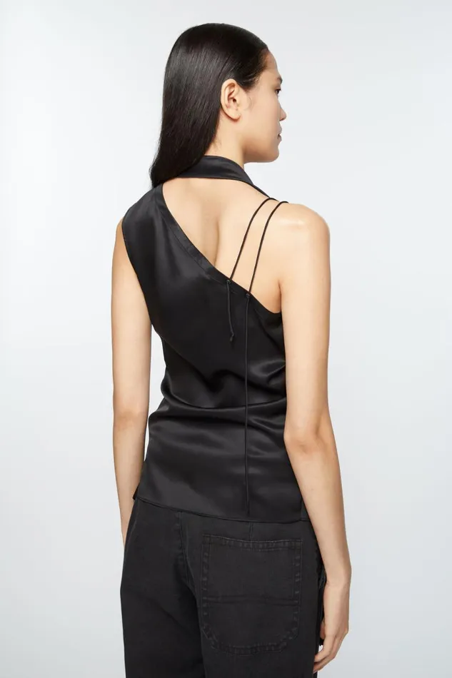 Women Fringe Wrap Blouse Black Acne Studios Shirts and Blouses