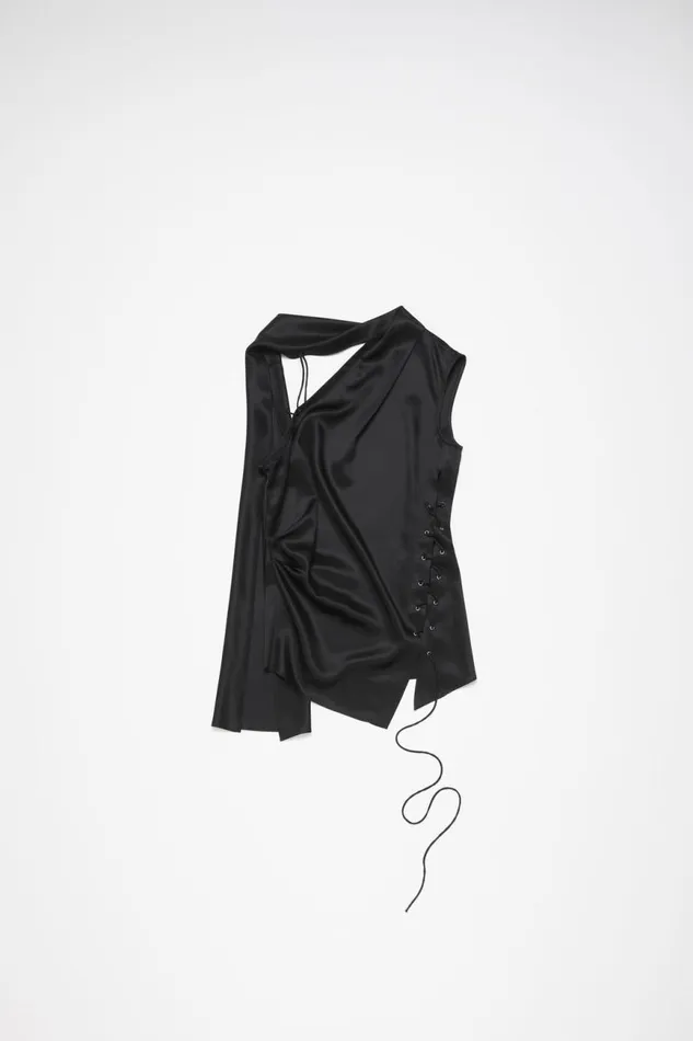 Women Fringe Wrap Blouse Black Acne Studios Shirts and Blouses