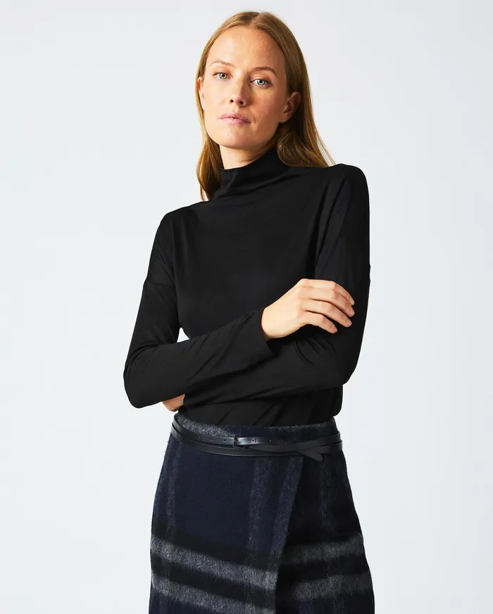 Women Funnel Neck Knit Black Billy Reid Sweaters and Knits