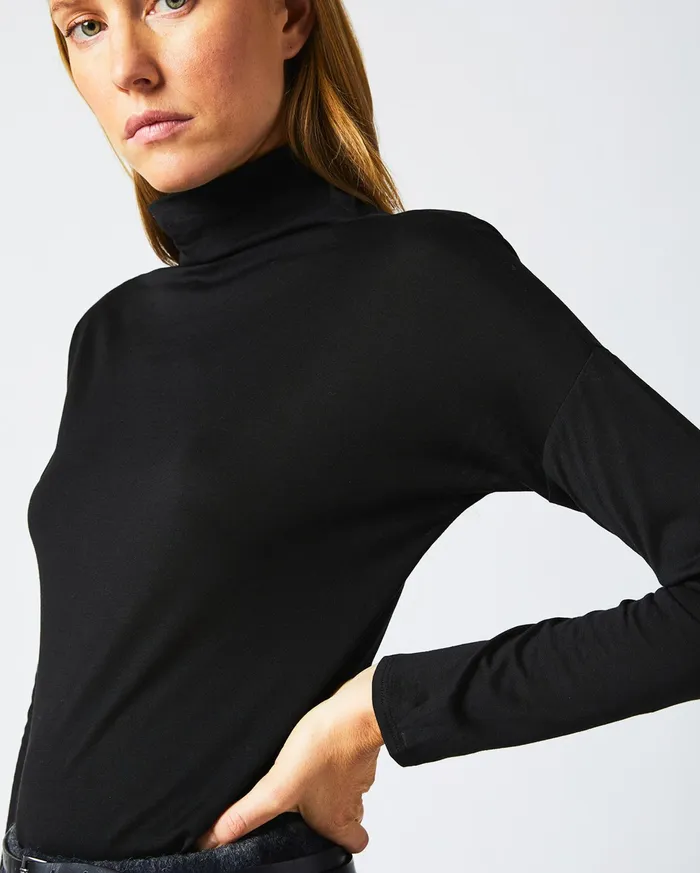 Women Funnel Neck Knit Black Billy Reid Sweaters and Knits