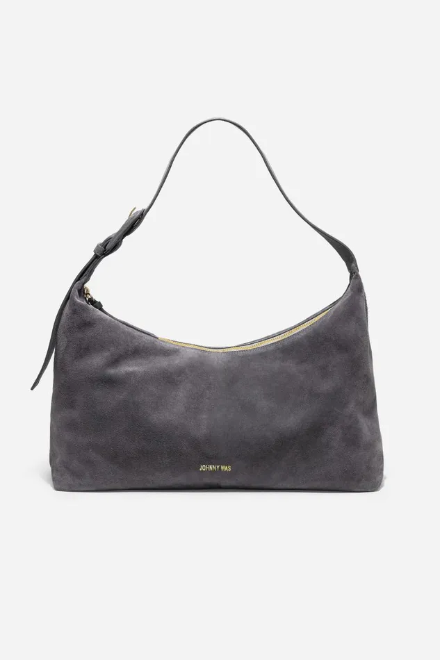 Women Handbags Johnny Was SLOUCHY BUCKLE ITALIAN SUEDE BAG Charcoal Women Handbags Johnny Was SLOUCHY BUCKLE ITALIAN SUEDE BAG Charcoal