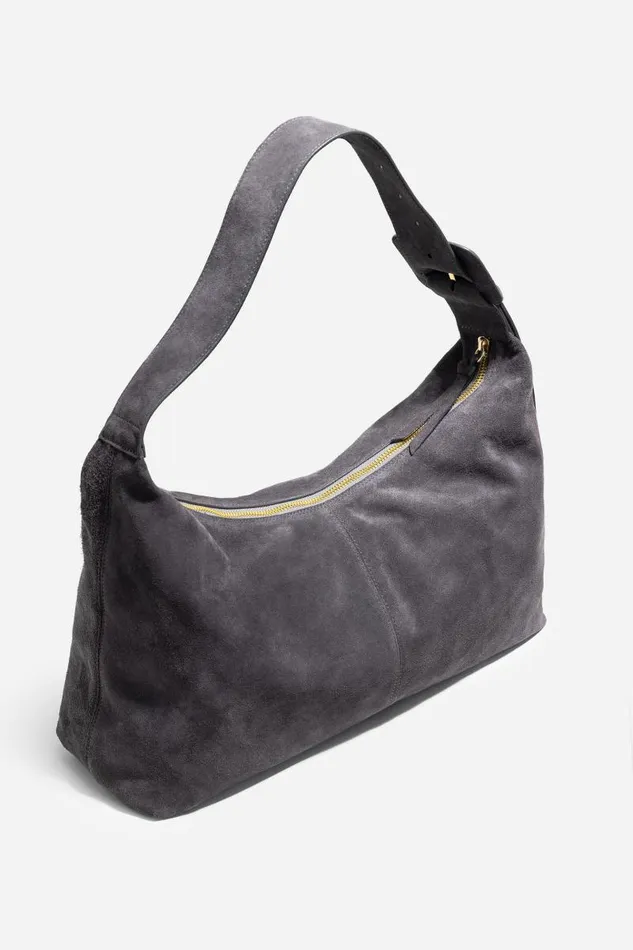 Women Handbags Johnny Was SLOUCHY BUCKLE ITALIAN SUEDE BAG Charcoal Women Handbags Johnny Was SLOUCHY BUCKLE ITALIAN SUEDE BAG Charcoal