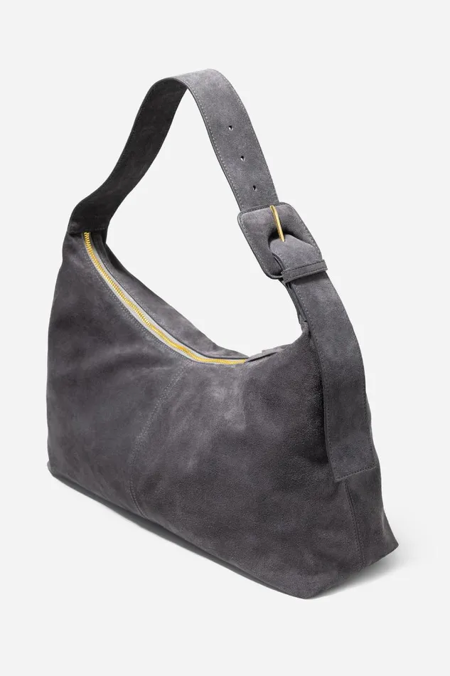 Women Handbags Johnny Was SLOUCHY BUCKLE ITALIAN SUEDE BAG Charcoal Women Handbags Johnny Was SLOUCHY BUCKLE ITALIAN SUEDE BAG Charcoal