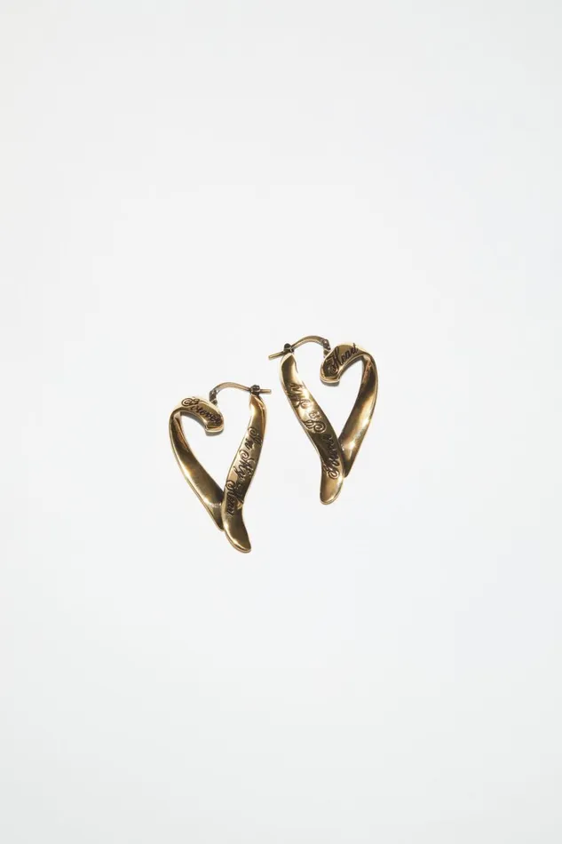 Women Heart Hoops Antique Gold Acne Studios Jewellery