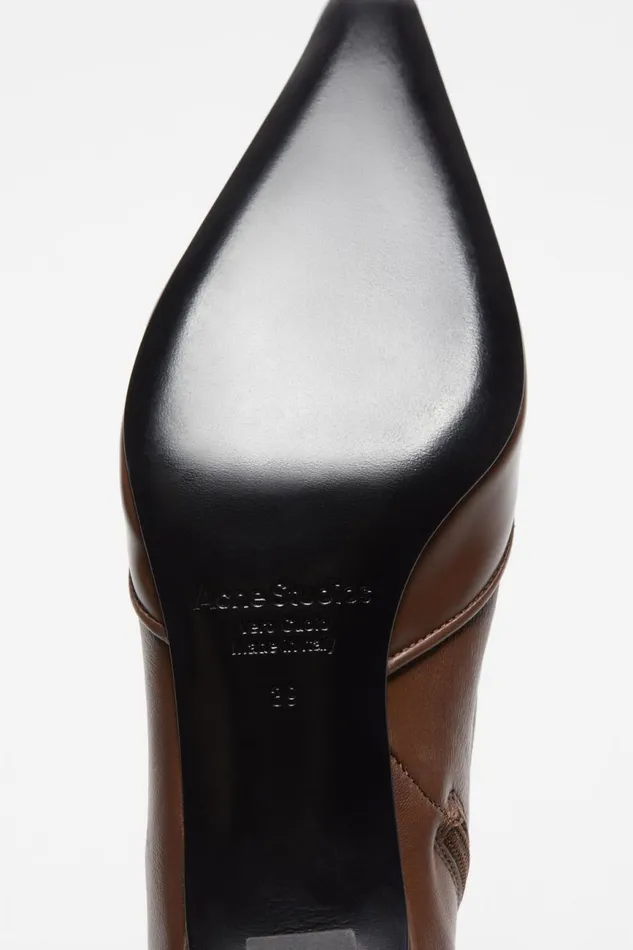 Women Heeled Ankle Boots Cognac Brown Acne Studios Shoes