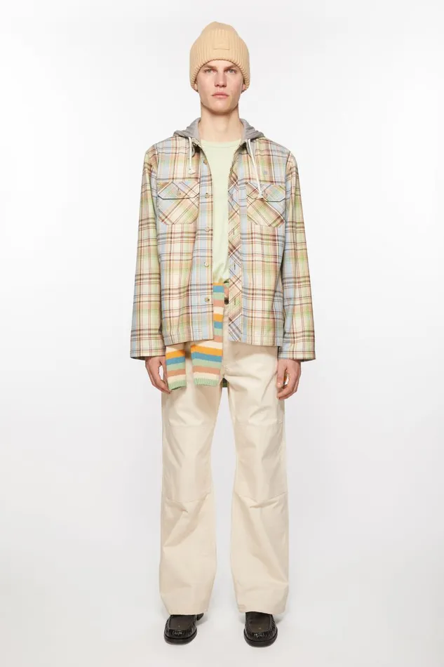 Women Hooded Overshirt Jacket Browngreen Acne Studios Outerwear
