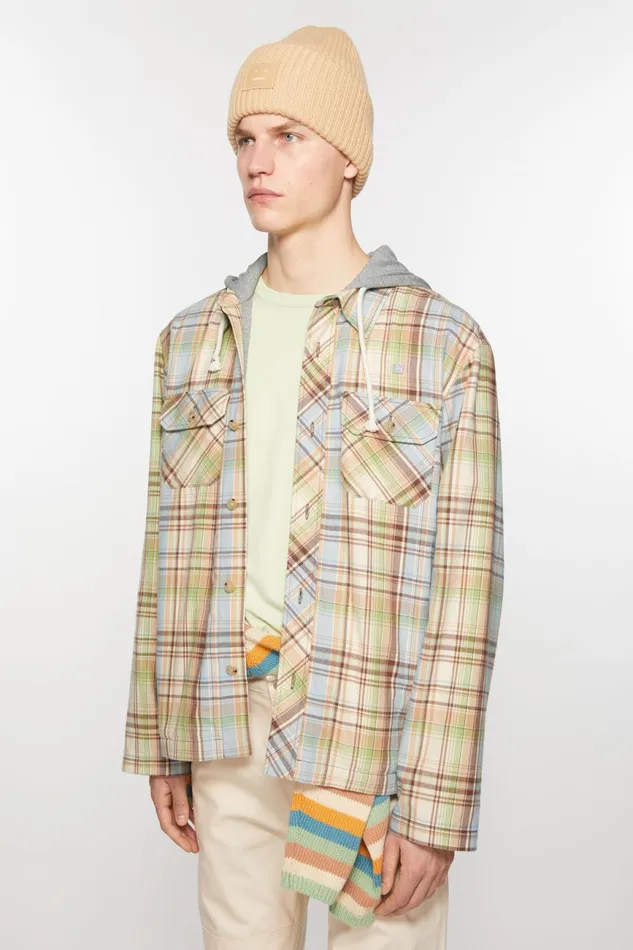 Women Hooded Overshirt Jacket Browngreen Acne Studios Outerwear