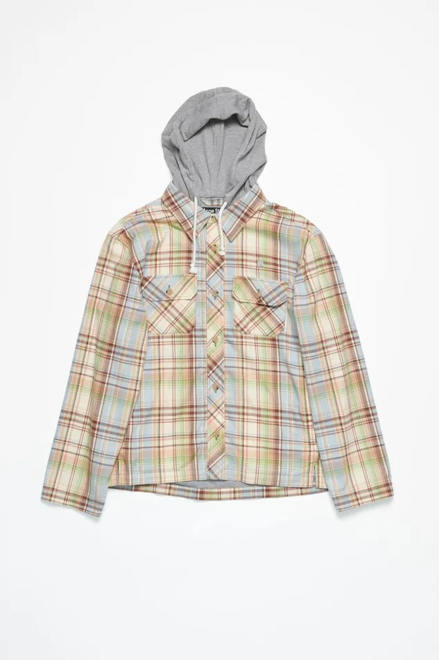 Women Hooded Overshirt Jacket Browngreen Acne Studios Outerwear