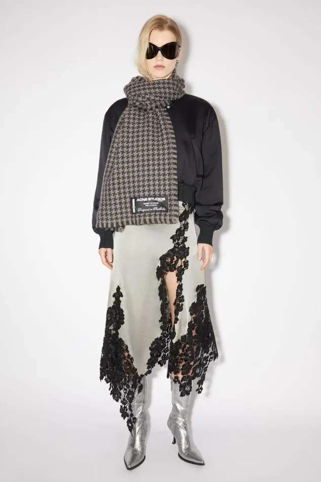 Women Houndstooth Wool Scarf Greylight Grey Acne Studios Scarves