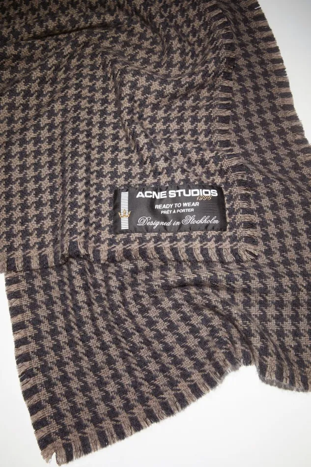 Women Houndstooth Wool Scarf Greylight Grey Acne Studios Scarves