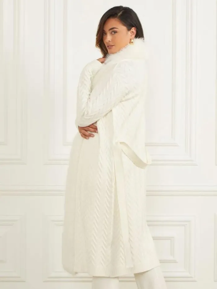Women Jackets Marciano Paula FauxFur Long Cardigan Sweater Pale Pearl Women Jackets Marciano Paula FauxFur Long Cardigan Sweater Pale Pearl