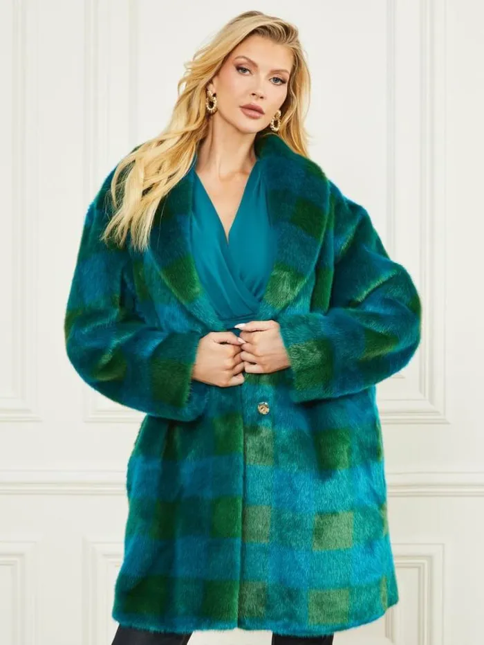 Women Jackets Marciano Rochelle Coat Green And Bermuda Blue Bi