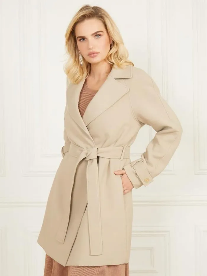 Women Jackets Marciano Scarlett Austin Wrap Coat Natural Siena