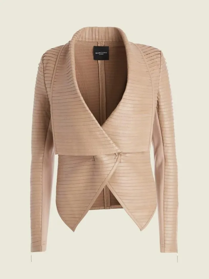 Women Jackets Marciano Shayna Drape Leather Jacket Shiitake Brown Women Jackets Marciano Shayna Drape Leather Jacket Shiitake Brown
