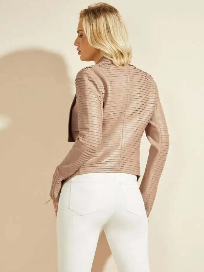 Women Jackets Marciano Shayna Drape Leather Jacket Shiitake Brown Women Jackets Marciano Shayna Drape Leather Jacket Shiitake Brown