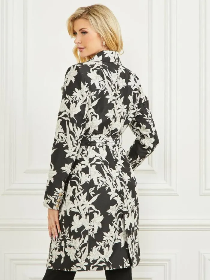 Women Jackets Marciano Sunburst Trench Coat Sunburst Black Print Women Jackets Marciano Sunburst Trench Coat Sunburst Black Print
