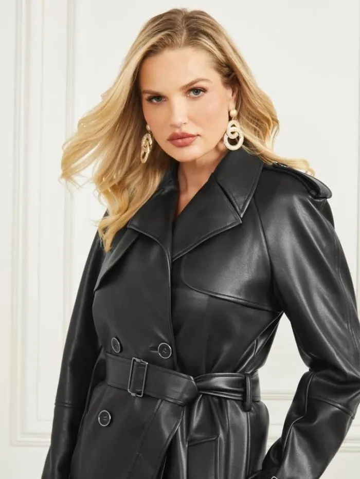 Women Jackets Marciano Thorne Trench Coat Black Women Jackets Marciano Thorne Trench Coat Black