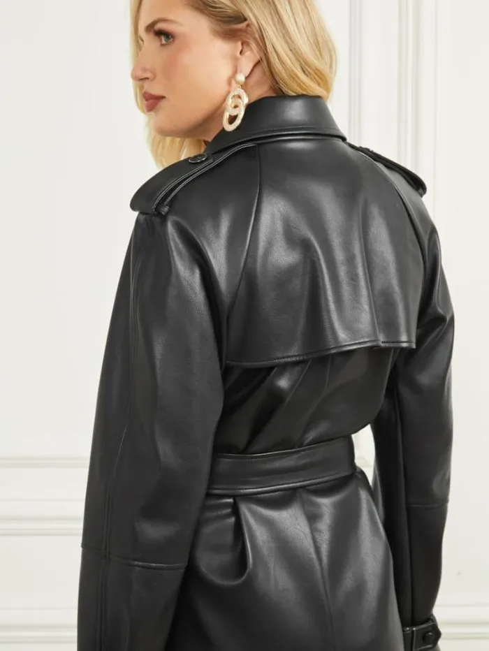 Women Jackets Marciano Thorne Trench Coat Black Women Jackets Marciano Thorne Trench Coat Black