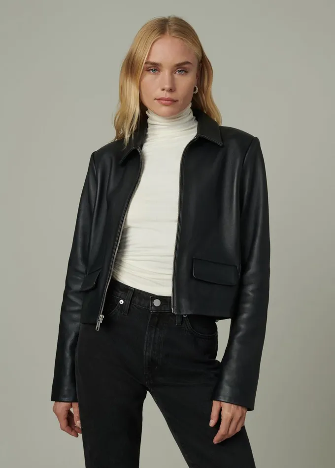 Women Jackets Outerwear Joe039s Jeans THE MAREN LEATHER JACKET Black