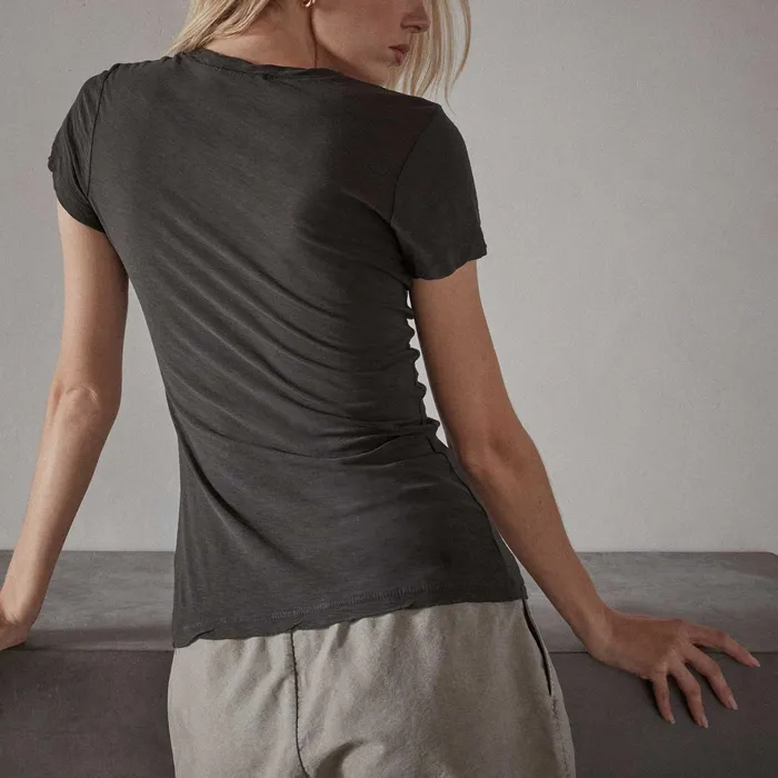WOMEN James Perse CLASSICS Sheer Slub Casual V Neck Carbon