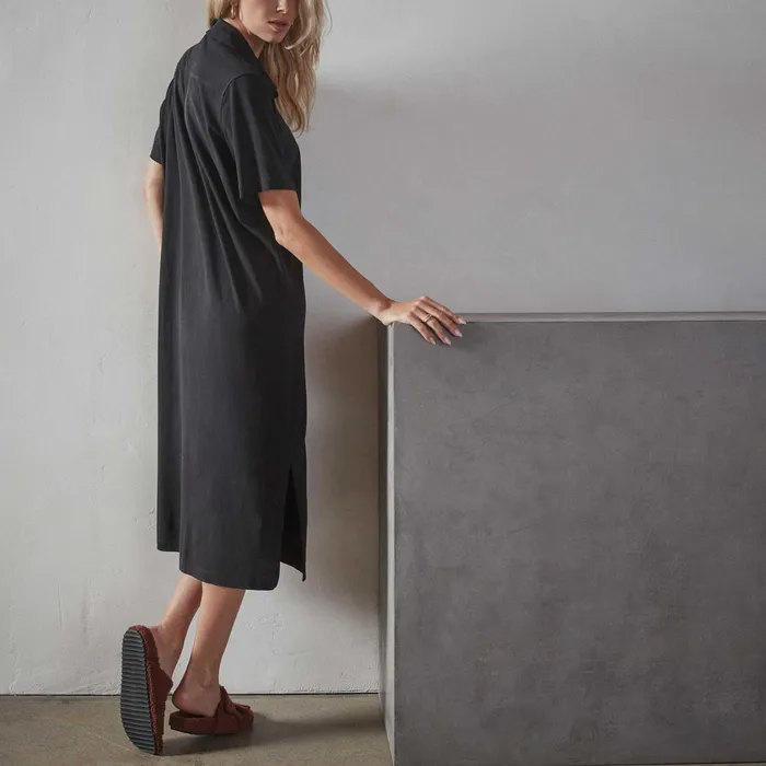 WOMEN James Perse DRESSESJUMPSUITS Clean Finished Jersey Camp Dress Black