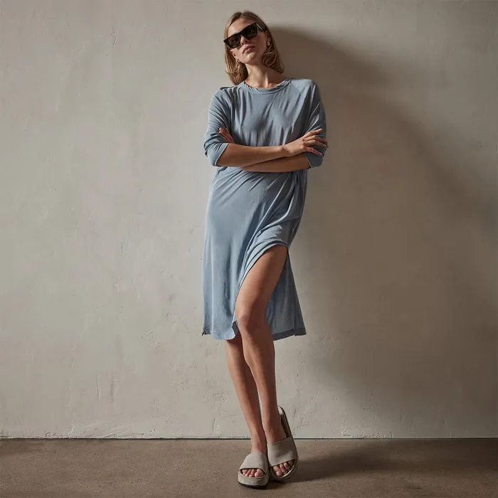 WOMEN James Perse DRESSESJUMPSUITS Relaxed Raglan Dress Bluestone Pigment