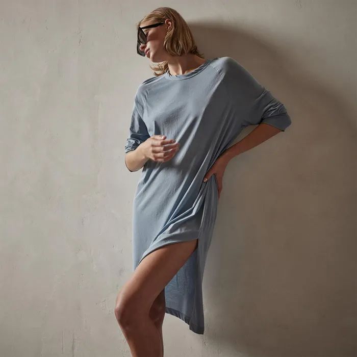 WOMEN James Perse DRESSESJUMPSUITS Relaxed Raglan Dress Bluestone Pigment